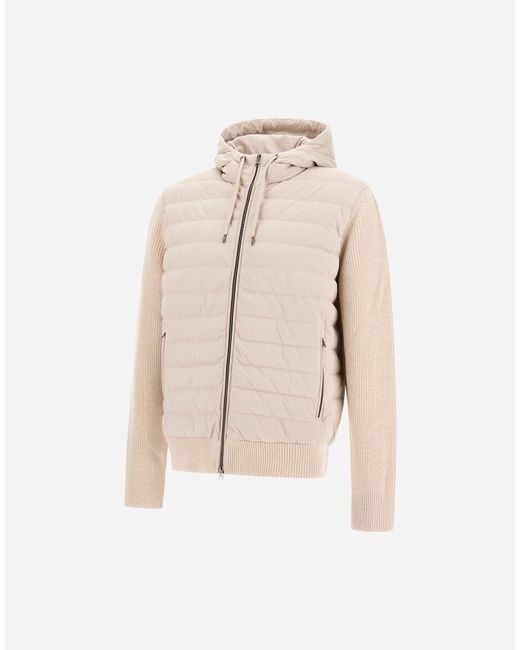 Herno Natural Resort Cob Carded Wool And Suede Effect Hoodie for men