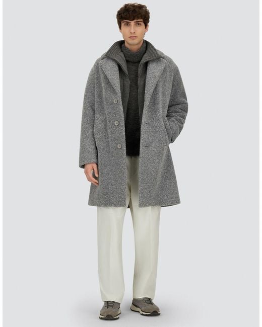 Herno Gray Melange Teddy Coat for men