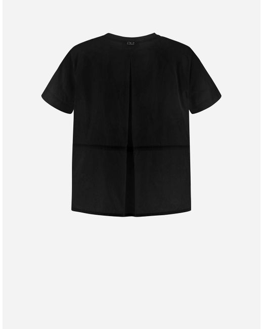 Herno Black Chic Cotton Jersey And New Techno Taffetà T-shirt