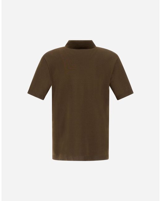 Herno Brown Jersey Knit Effect Polo Shirt for men