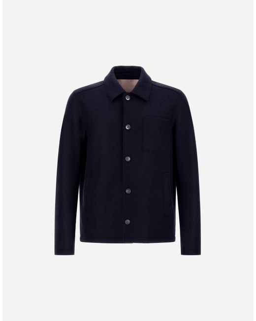 Herno Blue Resort Felted Wool Shacket for men