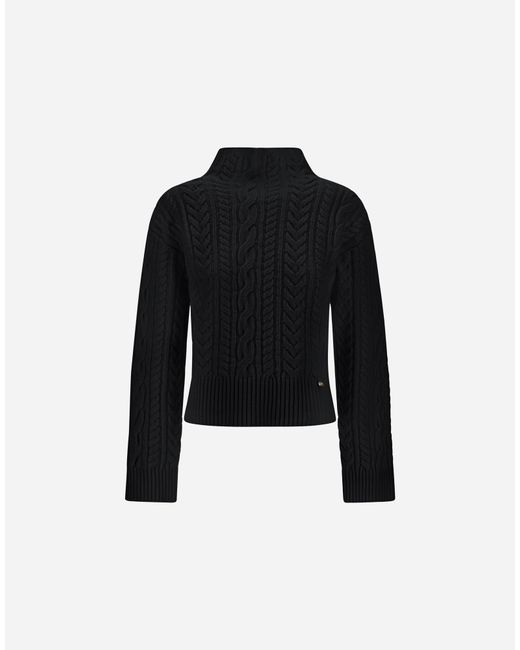 Herno Black Cable-Knit Wool Jumper