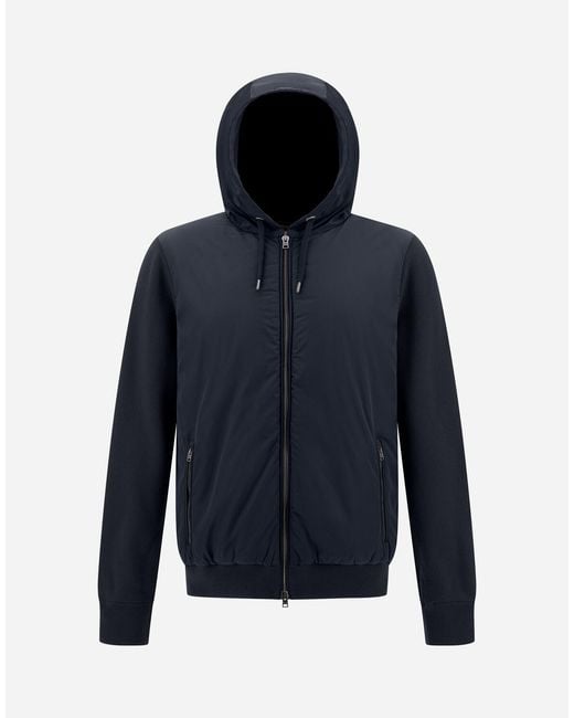 Herno Blue Pique' Knit And Nylon Jacket for men