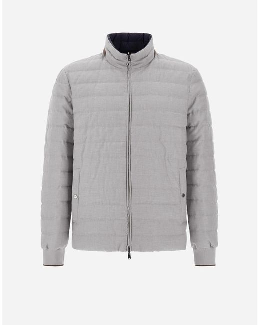 Herno Gray Reversible Cotton Cashmere Rain And Ecoage Bomber for men