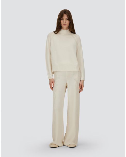 Herno White Ribbed & Braided Merino Wool Jumper