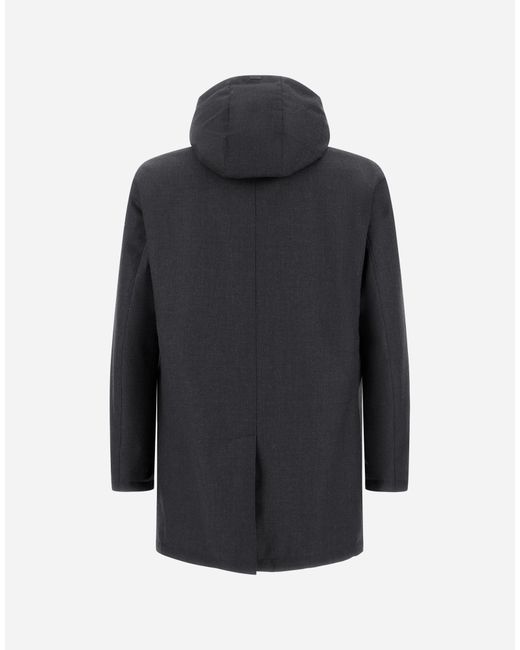 Herno Blue Flannel Coat With Waterproof Membrane for men