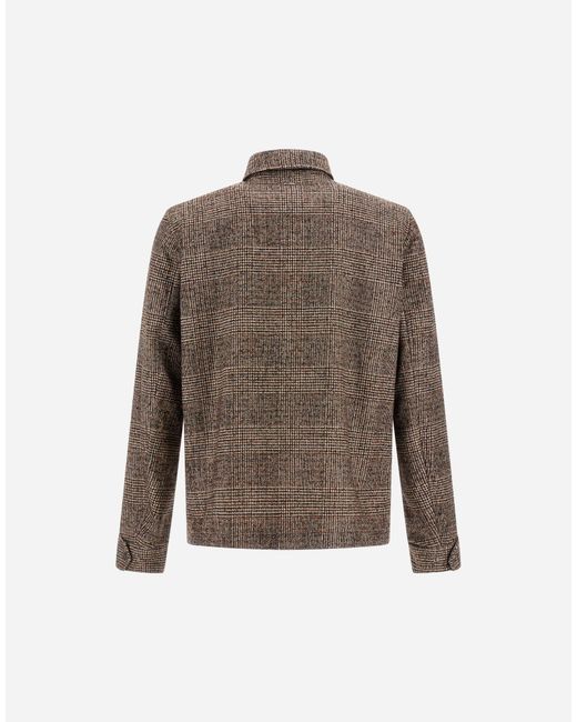 Herno Brown Alpaca And Wool Shacket With Check Pattern for men