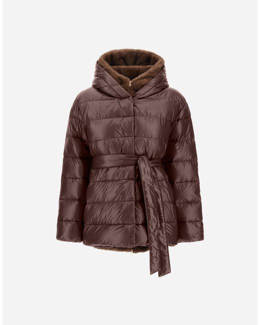 Herno Brown Nylon Ultralight And Melange Mink-Effect Jacket