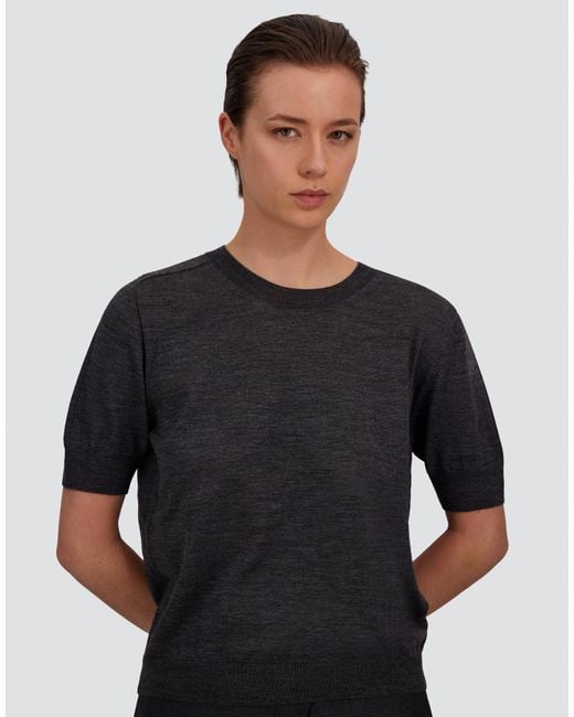 Herno Black Stocking-Stitch Extrafine Wool T-Shirt