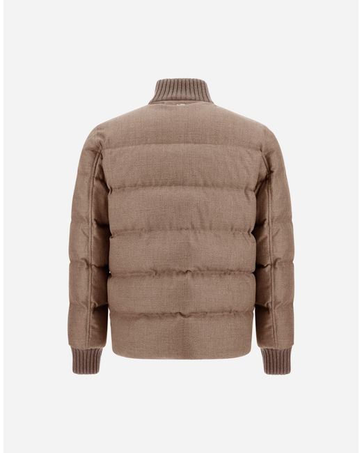 Herno Brown Wool Tweed Bomber Jacket for men