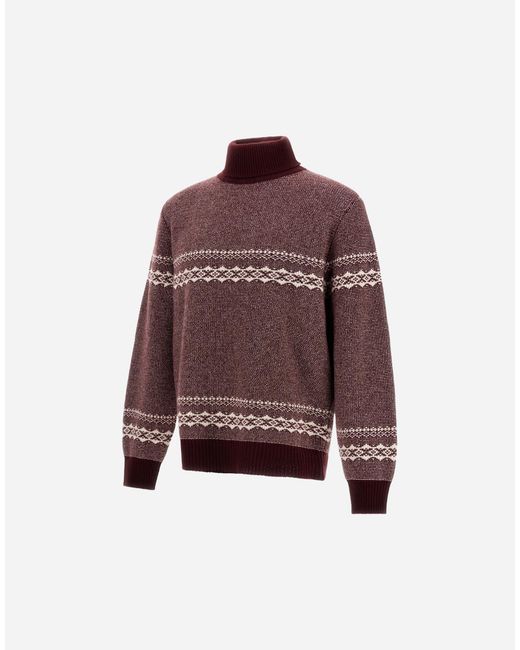 Herno Purple Wool And Cashmere Roll-Neck Jumper With Norwegian Pattern for men