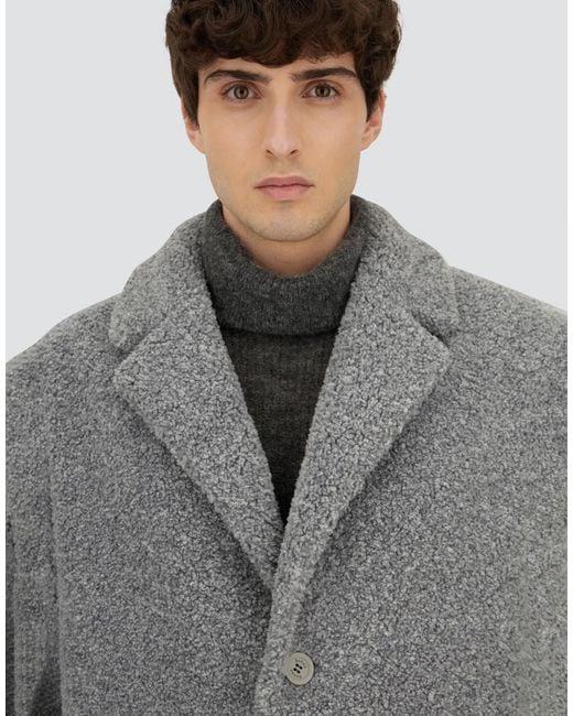 Herno Gray Melange Teddy Coat for men