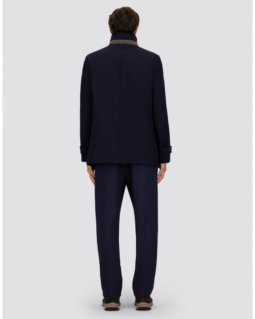Herno Blue Abrigo Tres Cuartos De Diagonal Wool for men
