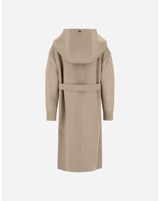 Herno Natural Resort Coat In Double Faced Pure Wool
