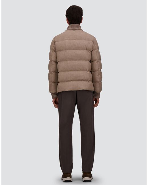 Herno Brown Wool Tweed Bomber Jacket for men