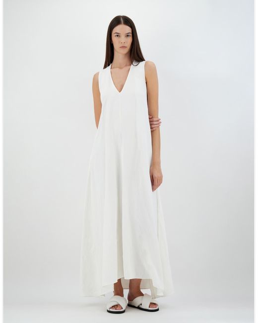 Herno White Light Viscose And Spring Lace Dress