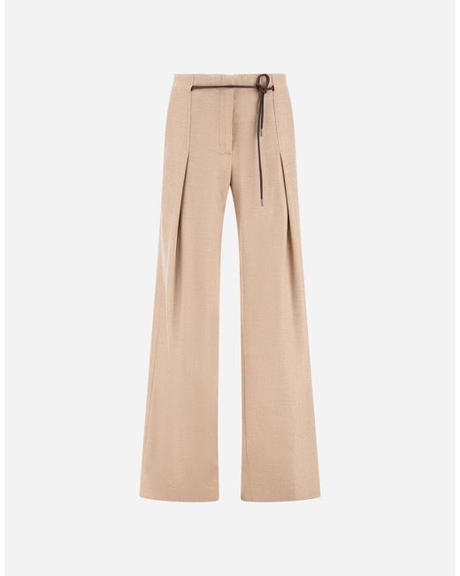 Herno Natural Pantalones De Bi-stretch Lurex Wool