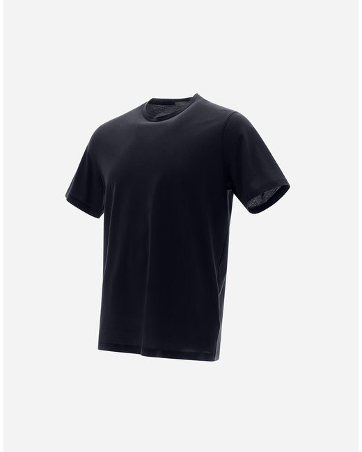 Herno Blue T-shirt In Crepe Jersey for men