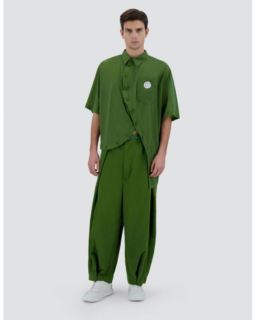 Herno Green Globe Shirt In Eco Cotton Feel
