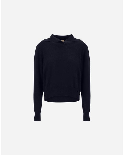 Herno Blue Stocking Stitch Wool Jumper