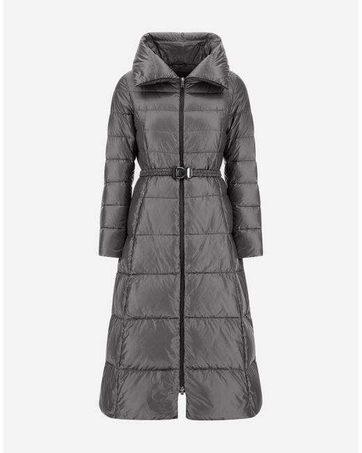 Herno Gray Lange Jacke Aus Nylon Ultralight