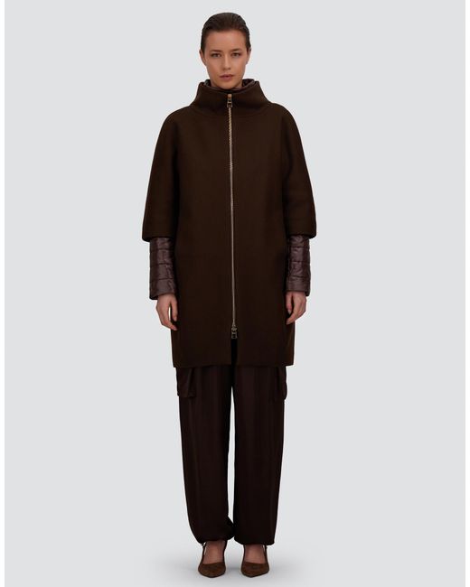 Herno Brown Ecowool And Nylon Ultralight Coat