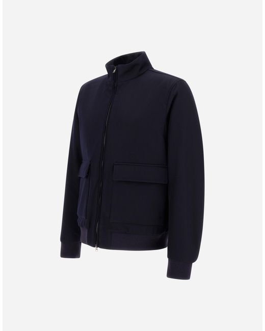 Herno Blue Fine Wool Bomber Jacket for men