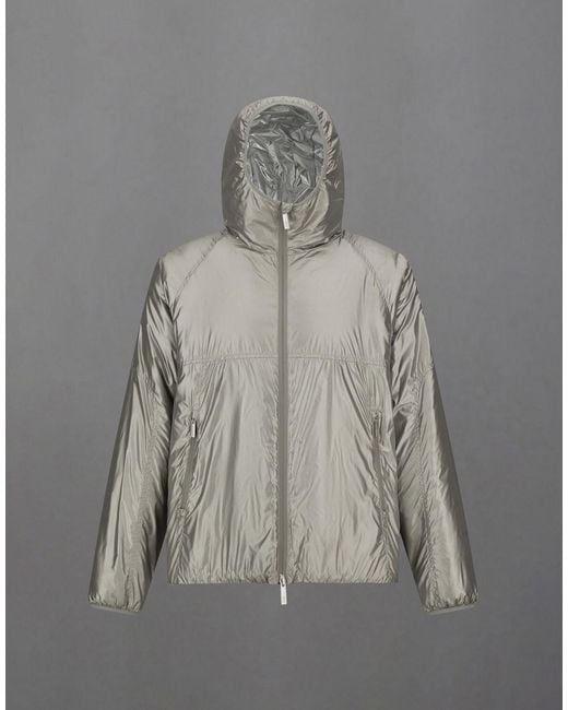 Herno Gray Laminar Metallic Shield Hooded Jacket