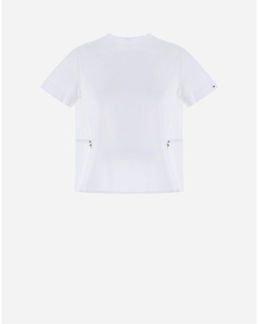Herno White Chic Cotton Jersey And New Techno Taffetà T-shirt