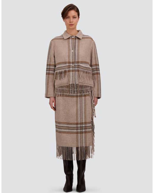 Herno Natural Alpaca Skirt With Check Pattern