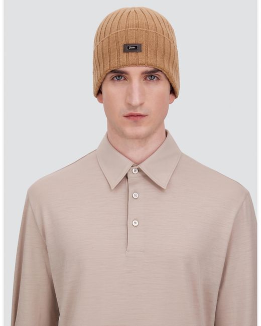 Herno Natural English Rib Cashmere Beanie for men