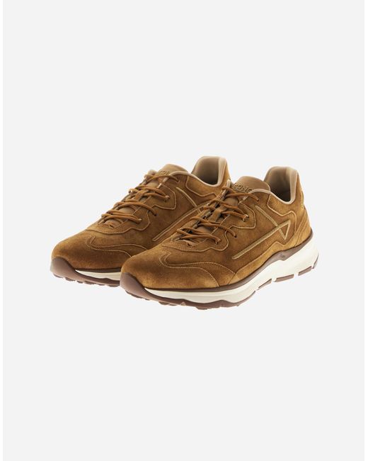 Herno Brown All Suede Running Sneaker for men