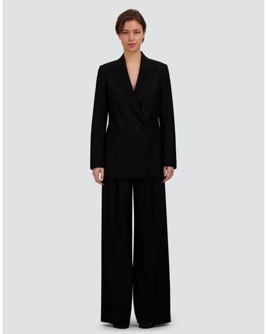 Herno Black Stretch Wool Gabardine And Satin Blazer
