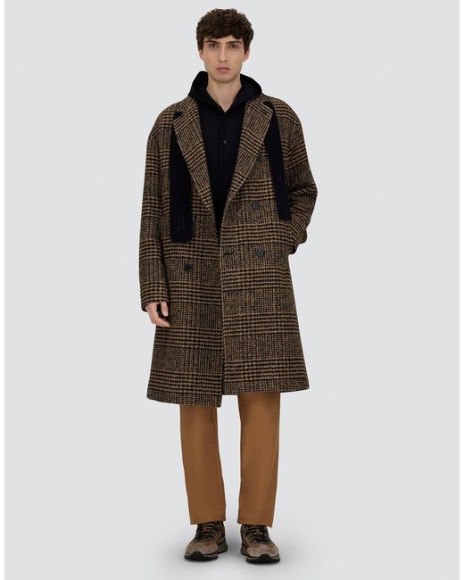 Herno Brown Prince Of Wales Coat for men