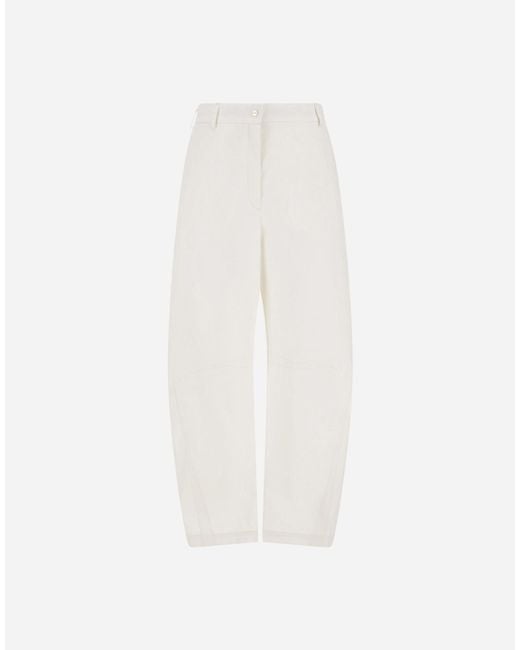 Herno White Cotton Feel Trousers