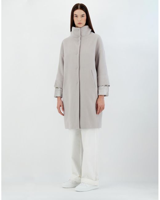 Herno Gray Business Cashmere And Nylon Ultralight Coat