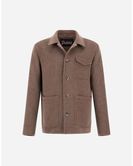 Herno Brown Soft Recycled Wool Field Jacket for men
