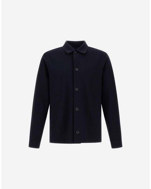 Herno Blue Shacket In Light Scuba for men