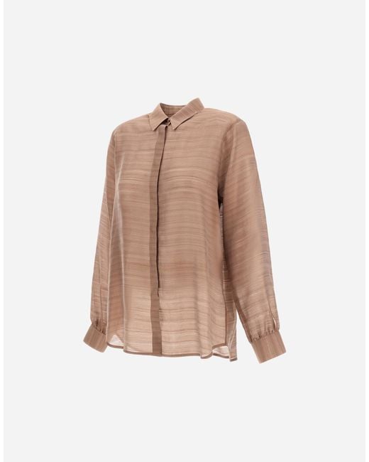 Herno Natural Striped Silk Jacquard Shirt