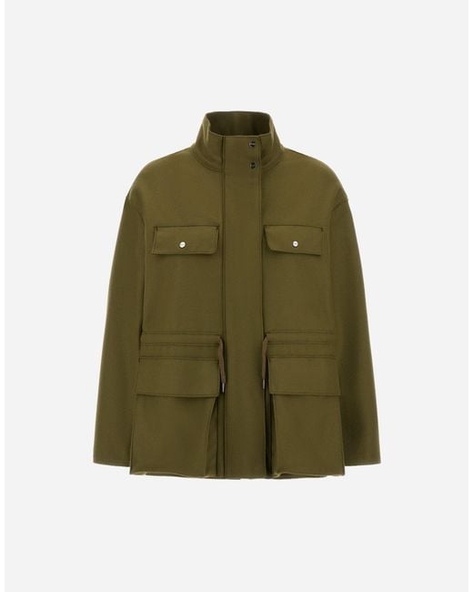 Herno Green Pure Wool Cloth Field Jacket