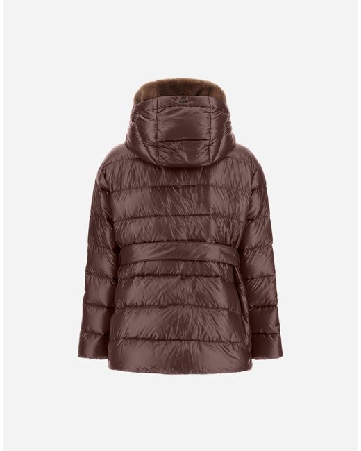 Herno Brown Nylon Ultralight And Melange Mink-Effect Jacket