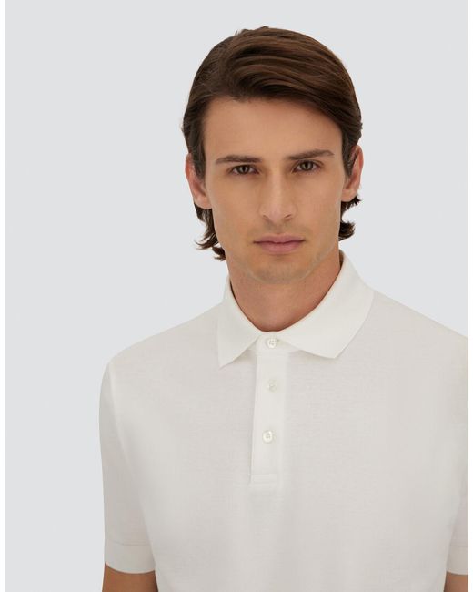 Herno White Jersey Knit Effect Polo Shirt for men