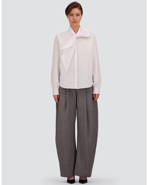 Herno White Cotton Poplin Shirt With Bow