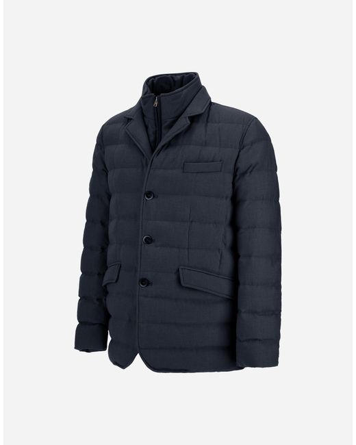 Herno Blue Wool-Blend, Viscose And Suede-Effect Blazer for men