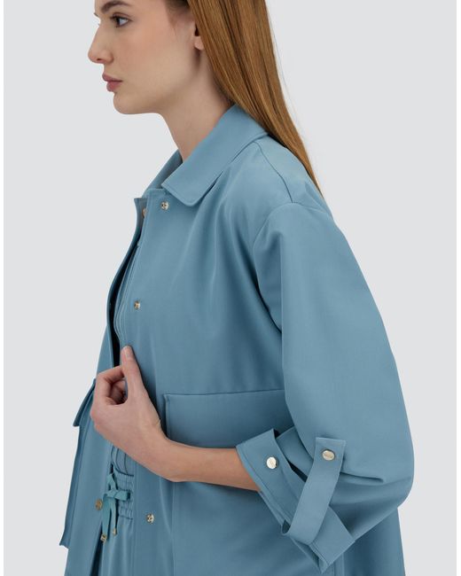 Herno Blue Chaqueta Camisera De Viscose Effect