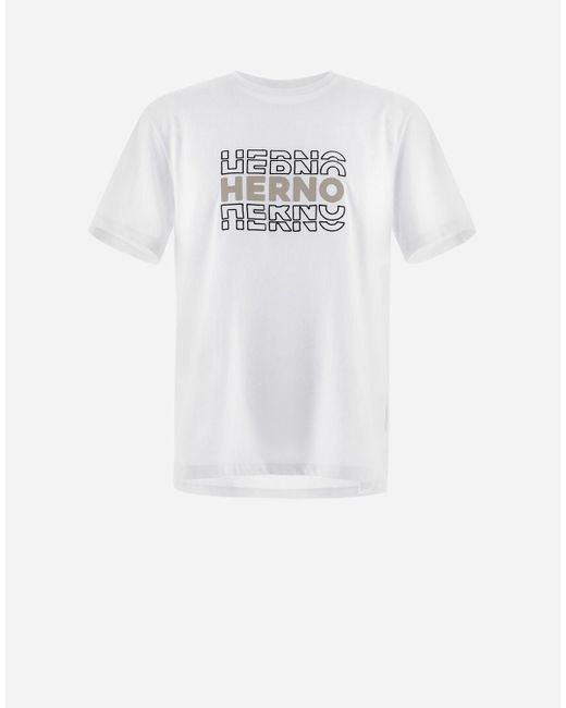 Herno White T-shirt In Compact Jersey for men