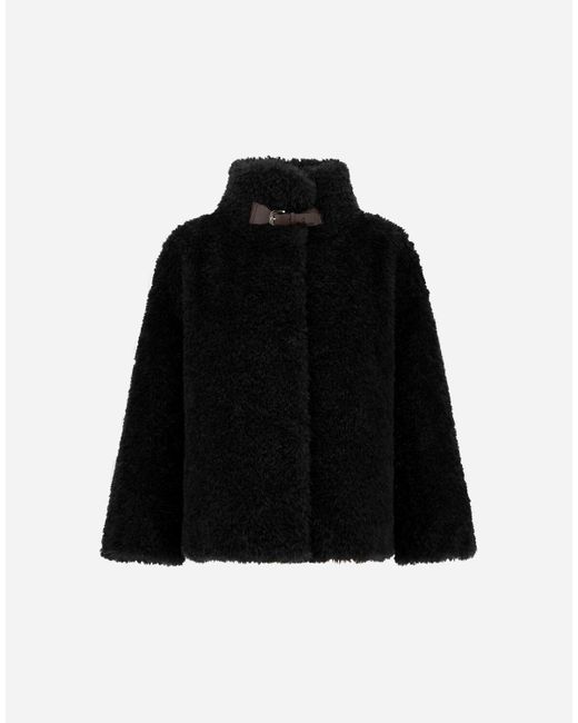 Herno Black Cape Aus Curly Alternative Fur