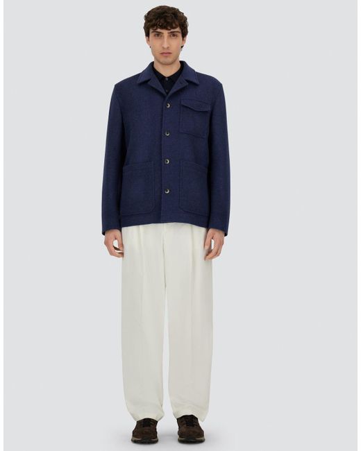 Herno Blue Soft Recycled Wool Field Jacket for men