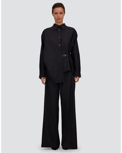 Herno Blue Stretch Wool Gabardine Shirt