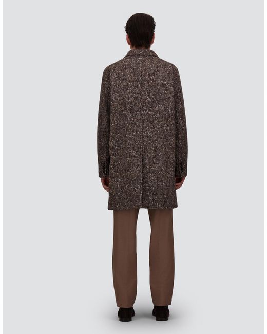 Herno Brown Alpaca, Wool Herringbone And Suede Effect Coat for men